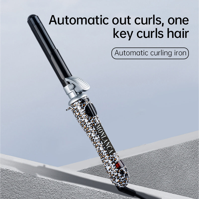 MONLANCA Rotary Curling Iron - Leopard Cone Curling iron | for all hair types | Automatic Curling iron | Easy to use curling iron | for long-lasting, salon-quality curls and waves Comfort Curler - Monlanca