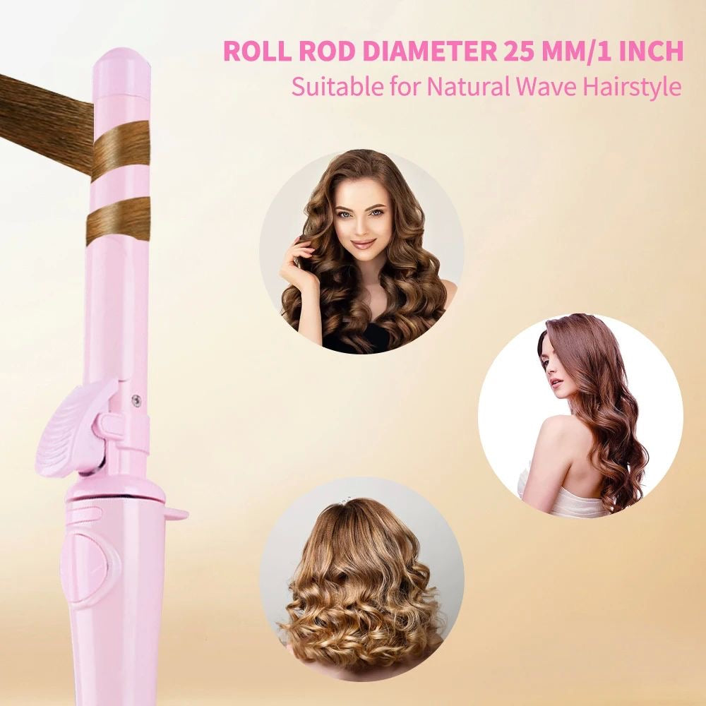 Monlanca 1 inch curling iron, the straight rod produces perfect waves and can be rotated 360 degrees Comfort Lightweight - Monlanca