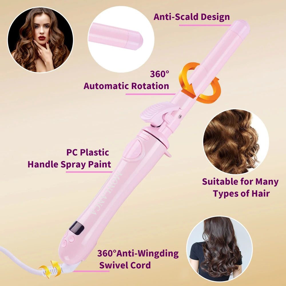 Monlanca 1 inch curling iron, the straight rod produces perfect waves and can be rotated 360 degrees Comfort Lightweight - Monlanca