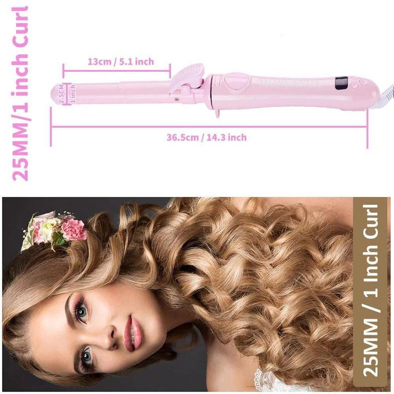 Monlanca 1 inch curling iron, the straight rod produces perfect waves and can be rotated 360 degrees Comfort Lightweight - Monlanca