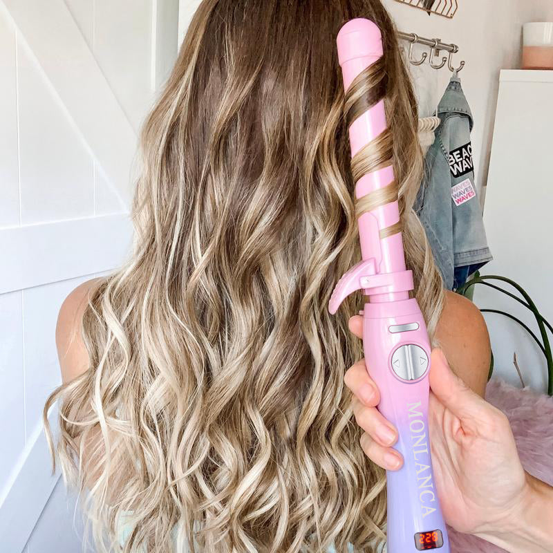 MOLANCA Rotating Curling Iron | Automatic Curling Wand with 1 Inch Barrel for All Hair Type | Salon style and Long standing beach wave style - Monlanca